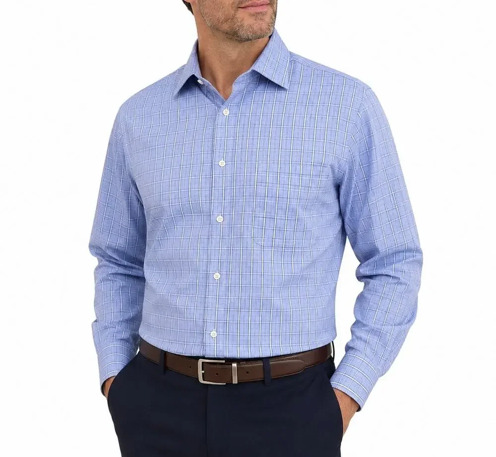 Brooks Brothers Blue Plaid Supima Cotton Dress Shirt Men’s 17 34/35 Non-Iron